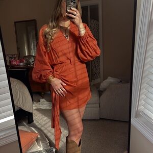 Burnt orange wrap dress!